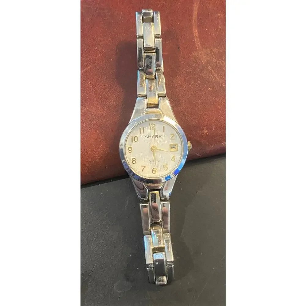 Women's 24mm Silver Tone Sharp Watch, Date, Bracelet Band, SHP2059